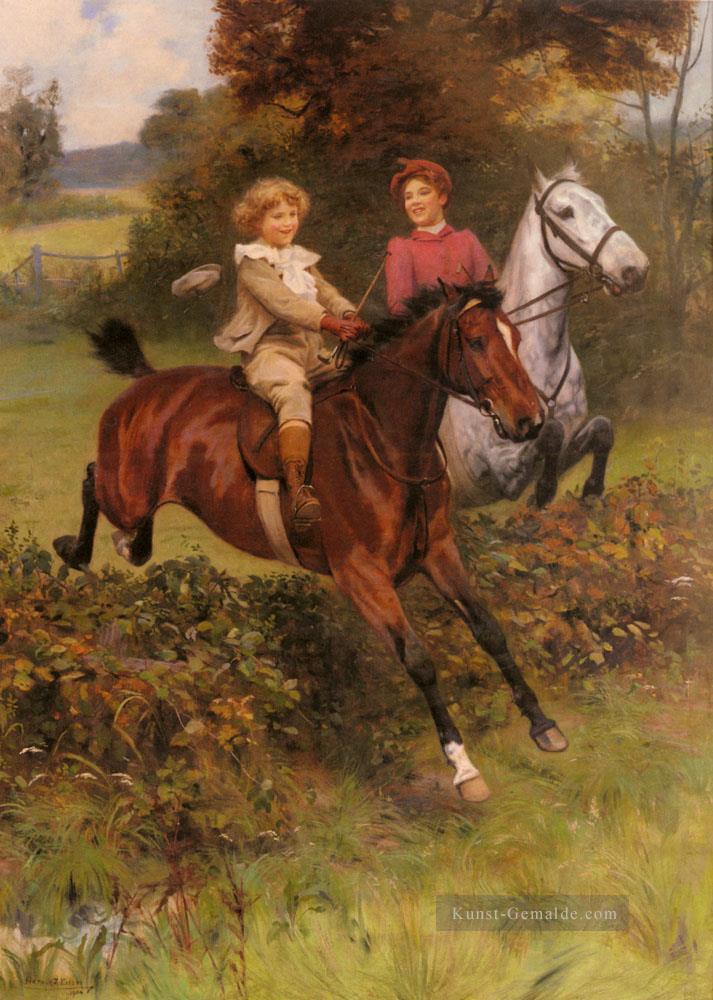 His First Fence idyllische Kinder Arthur John Elsley Impressionismus Ölgemälde